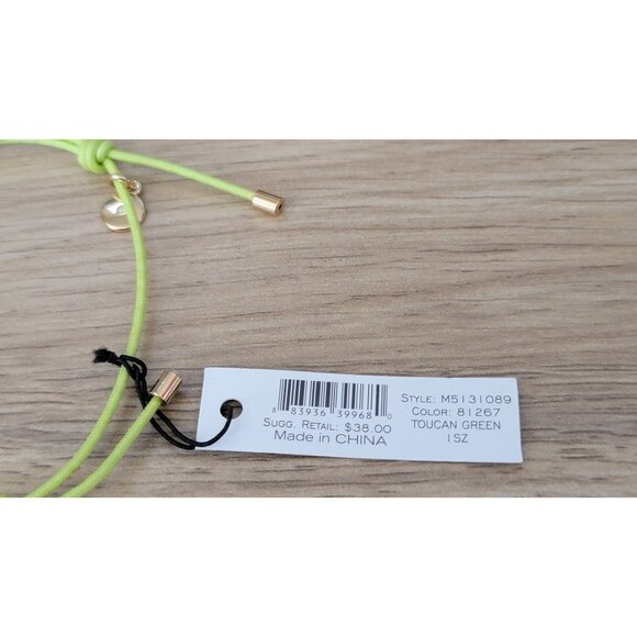 Marc by Marc Jacobs Neon Yellow Cord Friendship Bracelet Gold Charm NWT - Picture 6 of 6